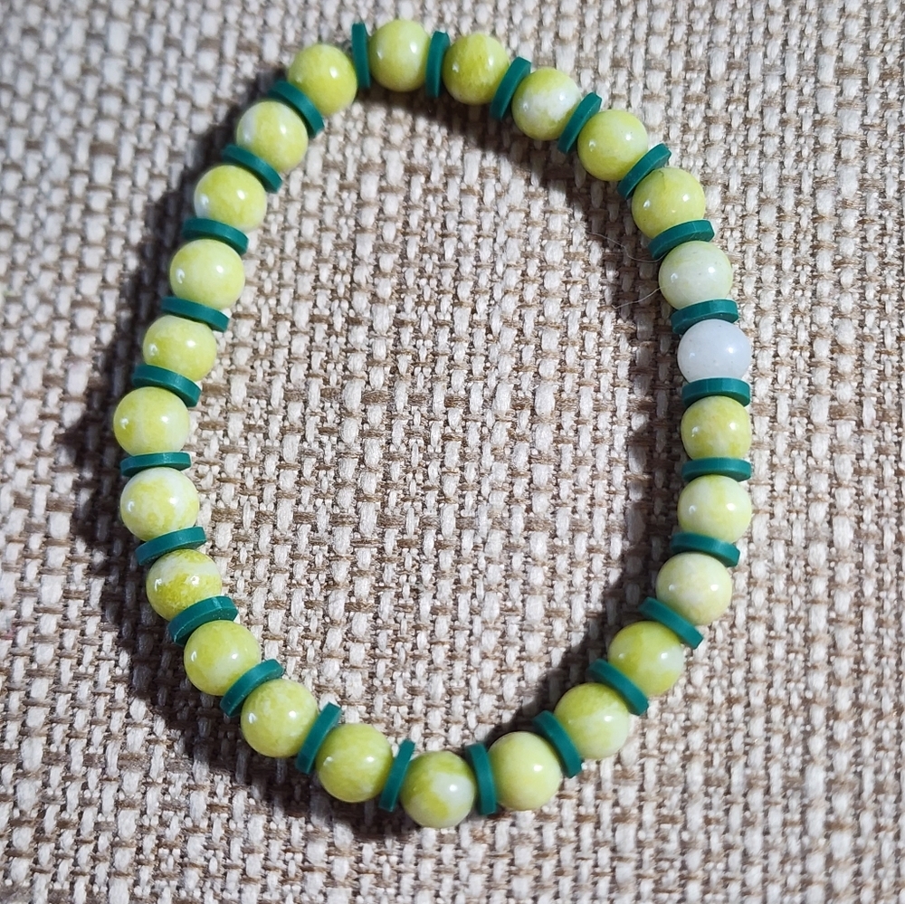 Green and Yellow Beaded Bracelet